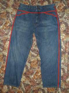  FRANCOIS GIRBAUD big men 42x33 RED TRIM Feathered Knife Pocket JEANS