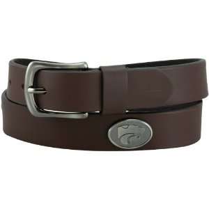   Wildcats Brown Leather Brushed Metal Concho Belt 