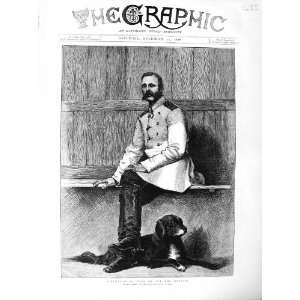   1877 Fine Art Portrait Alexander Czar Russian Man Dog