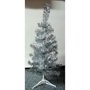  24 Tall Table Top Artificial Christmas Tree Silver Tinsel 
