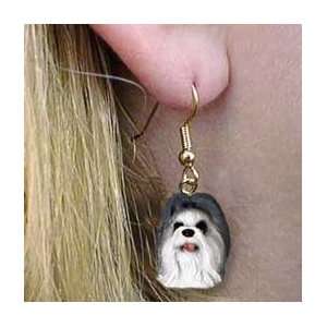  Shih Tzu Gray Earrings Hanging 