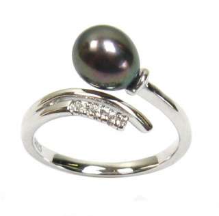 7mm Genuine AAA Black Pearl 1.75g 925 Silver Ring  