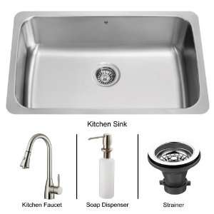Vigo VG15044 Stainless Steel Kitchen Sink and Faucet Combos Single 