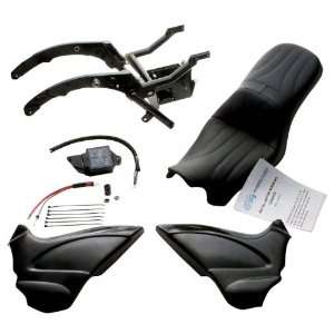 Drop Seat Kit With 2 Up Seat & Unpainted Side Covers for Harley 