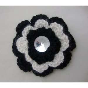  NEW Cute Knit Black and White Flower Hair Clip PIn and 