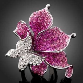 Arinna Crystals Butterfly Purple Flower GP finger Rings  