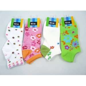  Ladies Flower Ankle Socks  4 pair pack