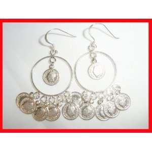   Hoop & Coin Earrings Sterling Silver #0093 Arts, Crafts & Sewing