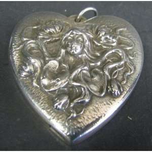  Henryk Winograd .999 Fine Silver Art Nouveau Heart Pendant 