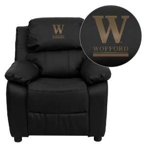  Wofford College Terrier Embroidered Black Leather Kids 