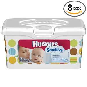  Huggies Sensitive Baby Wipes, Tub, 64 Count (Pack of 8 