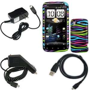 iNcido Brand HTC Sensation 4G Combo Rainbow Zebra Protective Case 