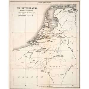  1867 Print Map Netherlands Beggars Holland Grandees Spain 