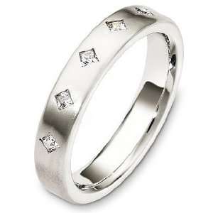  4mm 18 Karat White Gold Diamond Wedding Band Ring   4.25 Jewelry