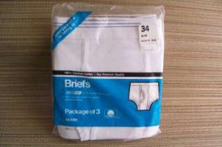   NOS NIP Mens  Cotton Briefs Size 34 Underwear 3 Pack SanforKnit
