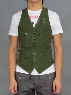 DSQUARED 11AW NWT RUNWAY PAINTED RIPSTOP COTTON VEST  