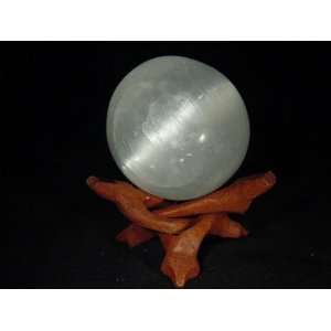  3.1 Morooco Selenite Lapidary Sphere Cat Eye with Stand 