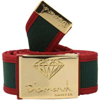 Diamond Supply Co. Two Tone Buckle Scout Belt   Green/Red/Gold  