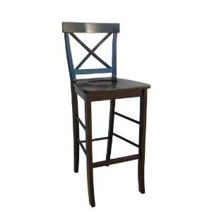  30H Black Finish Crossback Counter Height Bar Stool
