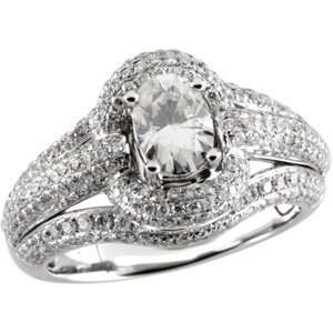   14Kwg 1 1/3 Ct Tw 7 X5 Mm 1Ct Crtd Moissanite & Diamond Ring Jewelry