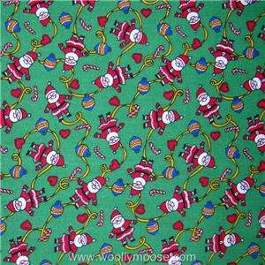 HALF YARD Cranston Santa Claus All Over GREEN Christmas Quilt Fabric 1 