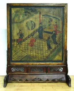 VINTAGE PANEL ROOM DIVIDER Chinese Screen Artwork Stand  