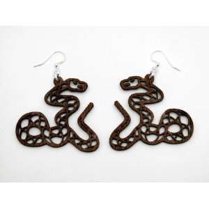  Brown Rattle Snake Wooden Earrings GTJ Jewelry