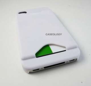 WHITE CREDIT CARD HOLDER HARD CASE COVER APPLE IPHONE 4 4s PHONE 