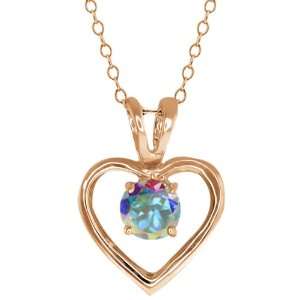   Ct Round Mercury Mist Mystic Topaz Gold Plated Sterling Silver Pendant