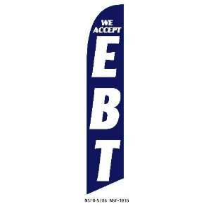  We Accept EBT White/Blue 12 foot SUPER Swooper Feather 