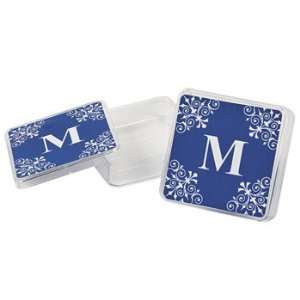  Personalized Blue Monogram Square Containers   Party Favor 