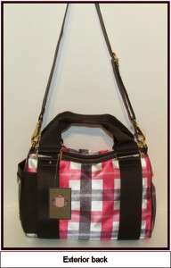 Juicy Couture Brown Pink Plaid Heart Medallion Lively Hobo Shoulder 