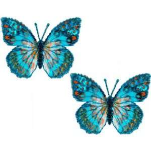 Iron On Embroidered Sequin Butterfly Applique Pack of 2 
