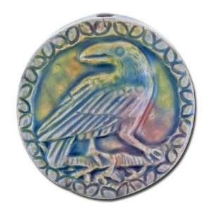  31mm Raku Raven Ceramic Disc Bead Arts, Crafts & Sewing