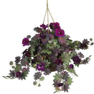   Morning Glory Hanging Basket Silk Plant Purple Colors   Silk Plant