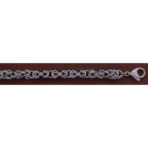 Stainless Steel 6mm Byzantine Chain Bracelet, 9 inches 