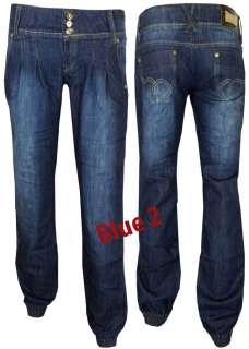   BLUE CHINO LOOK DENIM CUFFED JOGGER JEANS SIZE 6 8 10 12 14  