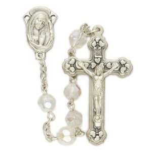 Crystal Fire Polished Beads and Madonna Center Rosary Womens Rosaries 