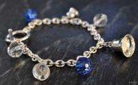 Macys Holiday Lane Bracelet Silver Bells Blue Beads Christmas New Gift 