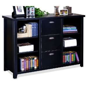   Drawer Lateral Wood File Storage Bookcase in Black