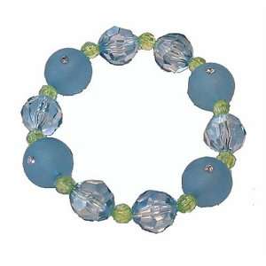Bracelet   B286   Fun Balls with Embedded Crystals   Stretch ~ Aqua
