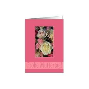  mothers day card in German White & Pink Roses Frohe 