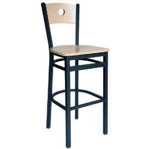  Darby Metal Frame Barstool with Circle Wood Back and Wood 