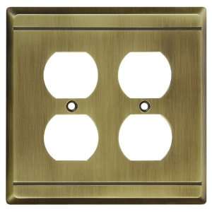 Stanley Home Designs V8038 Franklin Double Duplex Wall Plate, Antique 