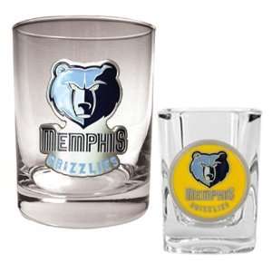  Memphis Grizzlies Rock Glass & Shot Glass Set Sports 
