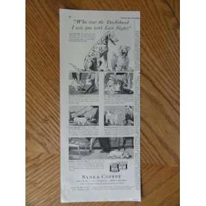 Sanka Coffee, Vintage 30s print ad. black and white, Illustration 