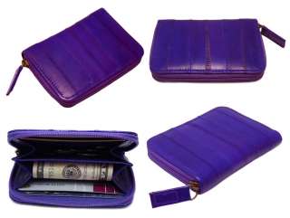 Genuine Eel skin Leather Credit Zippered Wallet with coin Purse 18 