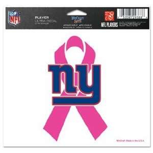  NFL New York Giants Window Cling   Pink Ribbon