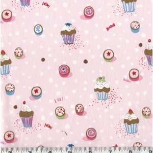  45 Wide Alexander Henry Cupcakes Pink Fabric By The Yard 