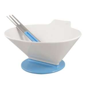  Home Stainless Steel Fork Server Oval White Blue PA Plastic Salad 